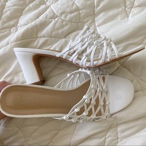 white detailed small kitten heels